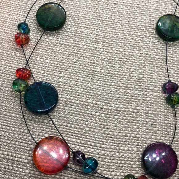 Chico’s 2 Strand Floating Multicolor Bead Necklace - Picture 4 of 6